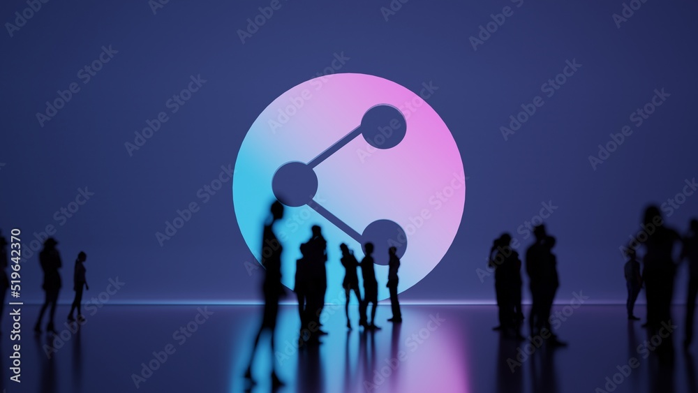3d rendering people in front of symbol of share on background 3d rendering people in front of symbol of share on background