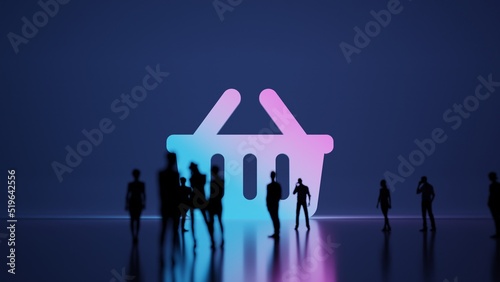 3d rendering people in front of symbol of shopping basket on background