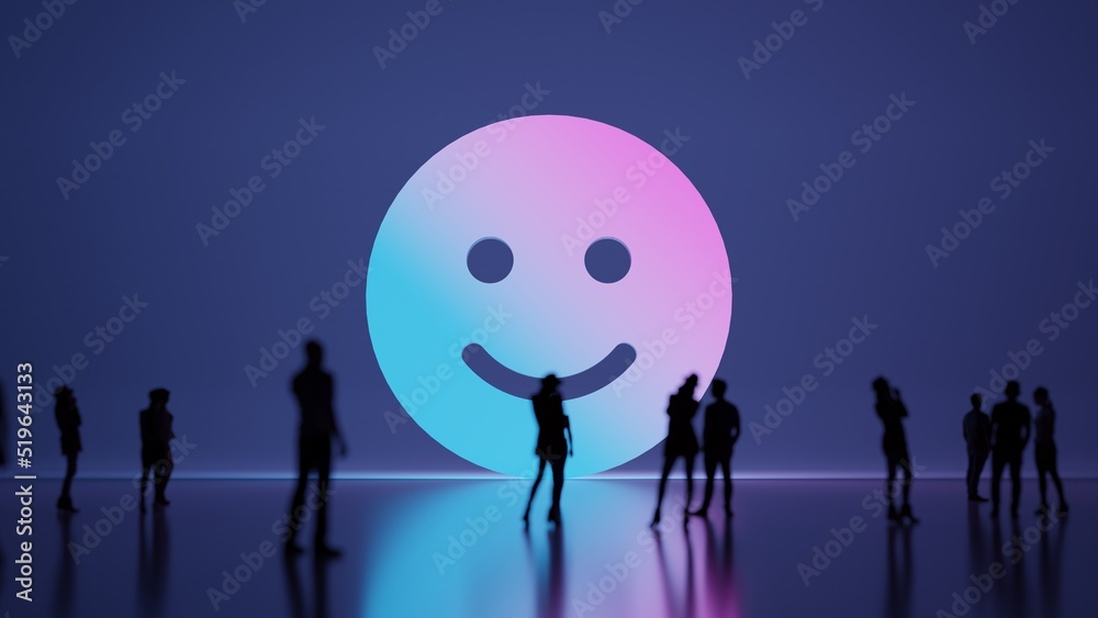 3d rendering people in front of symbol of smile on background 3d rendering people in front of symbol of smile on background