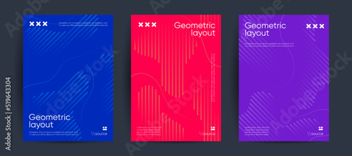 Modern minimal brochure templates. Wavy linear patterns composition.