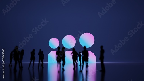 3d rendering people in front of symbol of social myspace on background