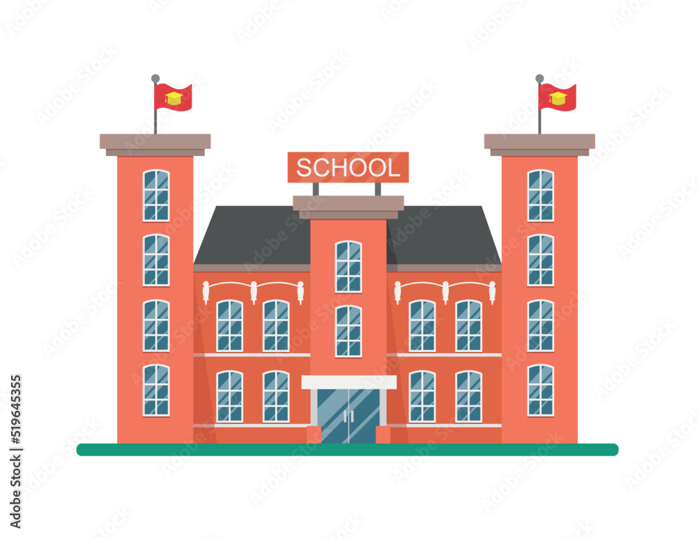 Obraz premium School building in flat style.