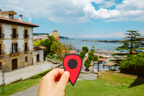 red marker in Hondarribia, Spain photo