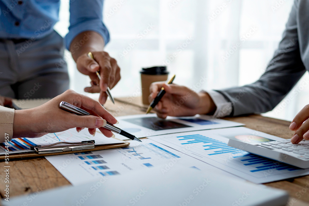 Group of business people working together in the office new concept business project presentation ideas.