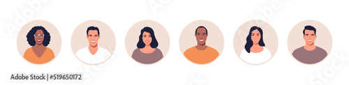 Avatar profile picture icon set including male and female. Vector illustration.