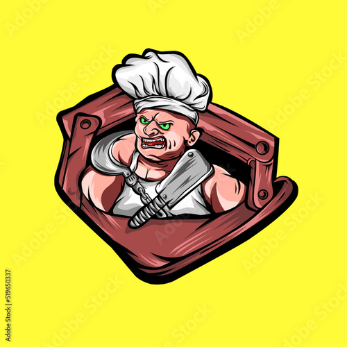 esport logo, angry master chef, for team logos, and squad logos,