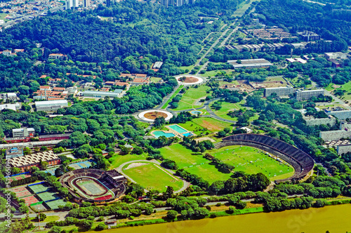 Aerial View of the São Paulo University, Sporting Complex. Sao Paulo is an alpha global city and the most populous city in Brazil and world's 12th largest city proper by population. 2018