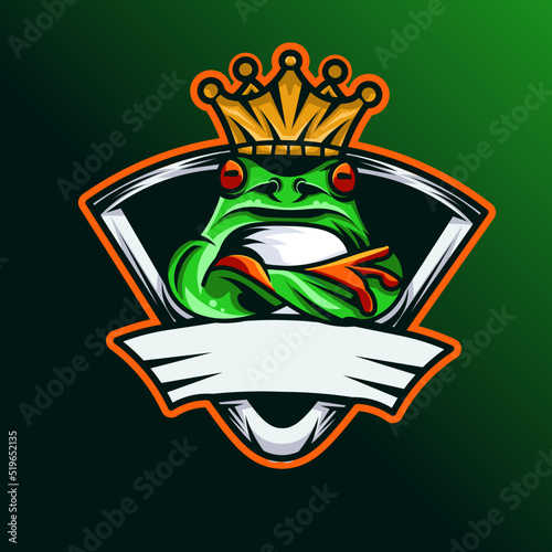 king frog esport logo, vector illustration, very suitable for game team logos, squad logos, frog community logos,