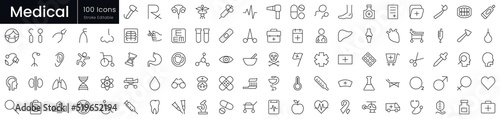 Photographie Set of outline medical health icons