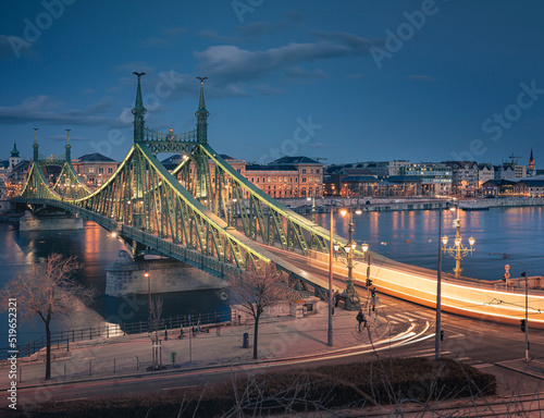 Iconic bridge of Budapest, Liberty Bridge in summer