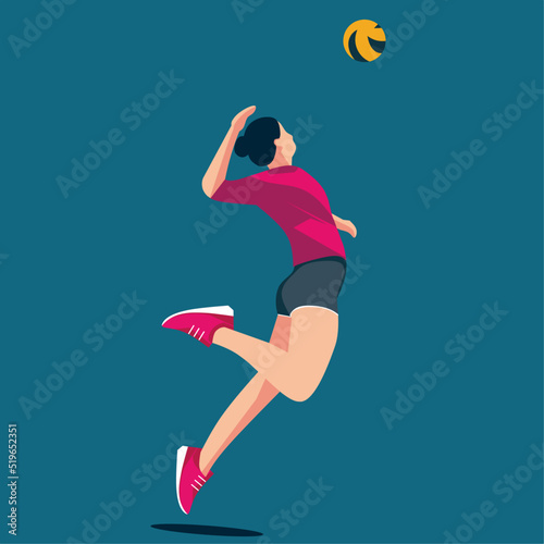 female volleyball athlete, vector illustration