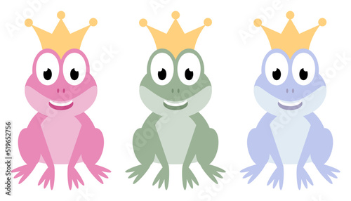 set of illustrations of frogs in the crown