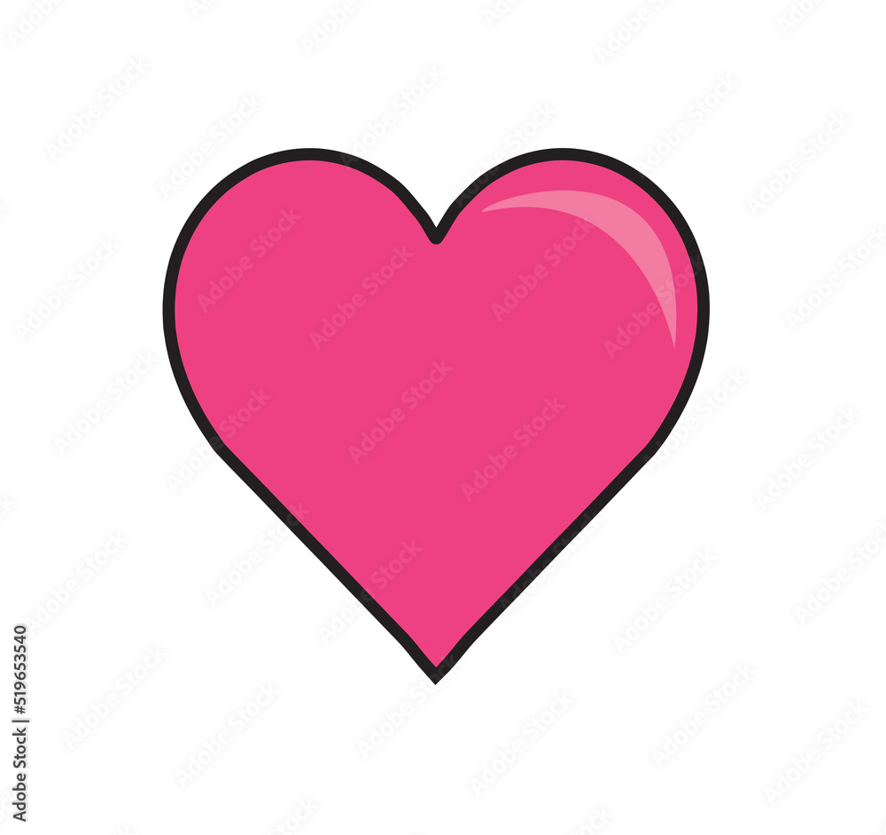 Flat Glossy Heart Clip Art Pink Stroke Illustration Icon Vector