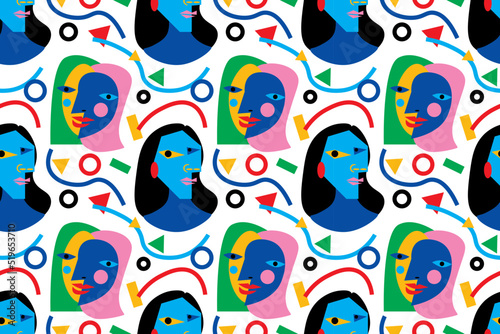 cubist style seamless pattern. vector illustration