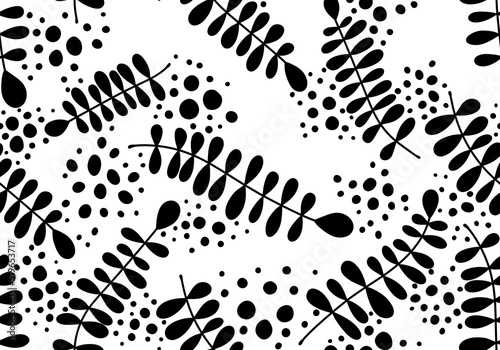 Abstract floral branches seamless cartoon doodle leaves pattern for clothes print and wrapping and kids and fabrics