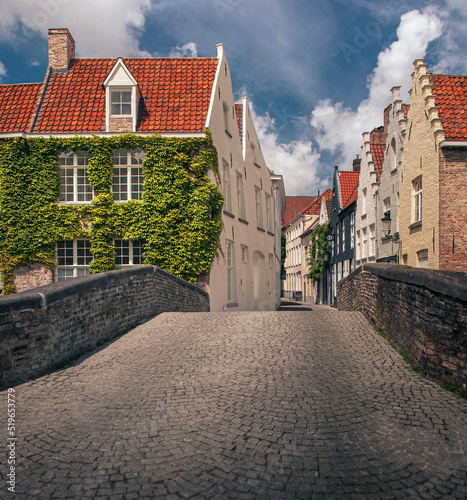 Houses along the canals of Brugge or Bruges, Belgium