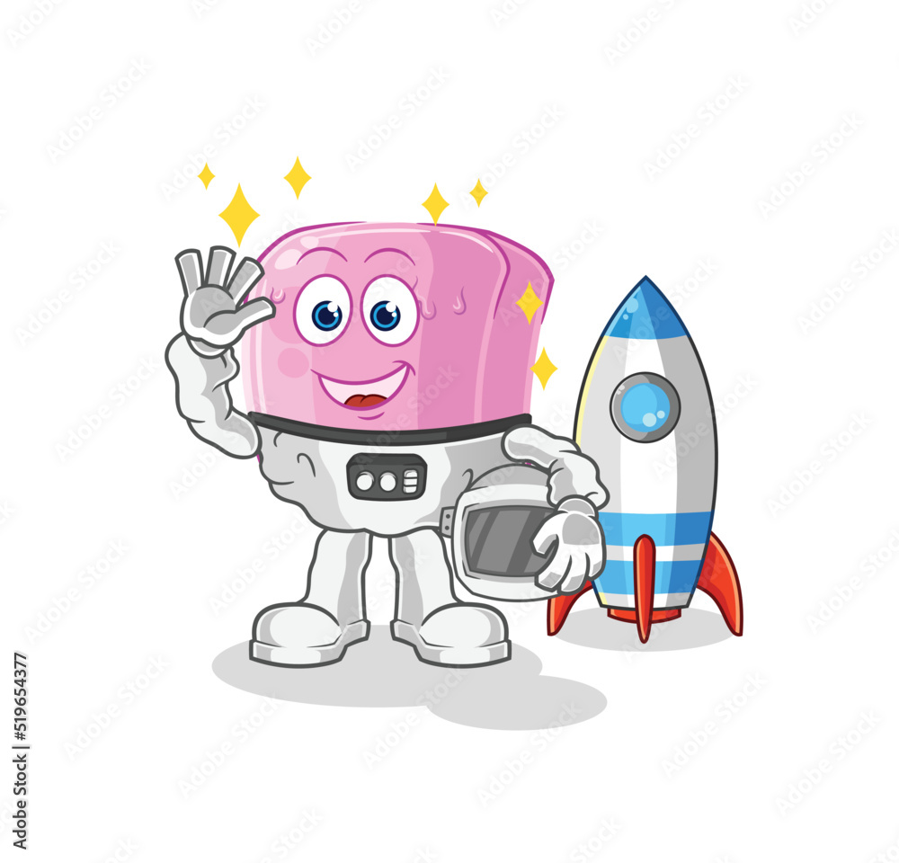 nail astronaut waving character. cartoon mascot vector