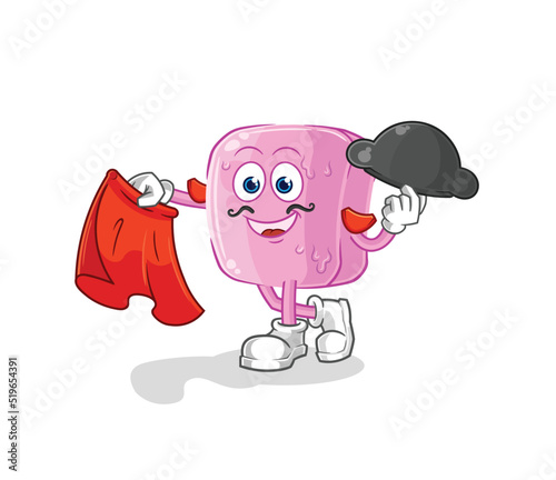 nail matador with red cloth illustration. character vector