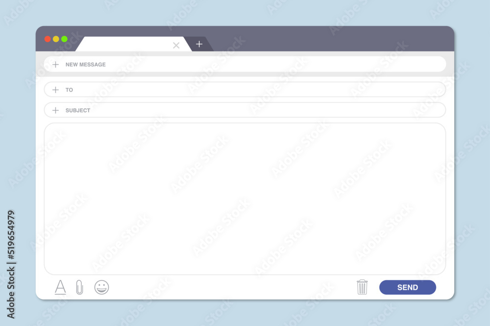 Blank window of Email, template vector illustration. Email message ...