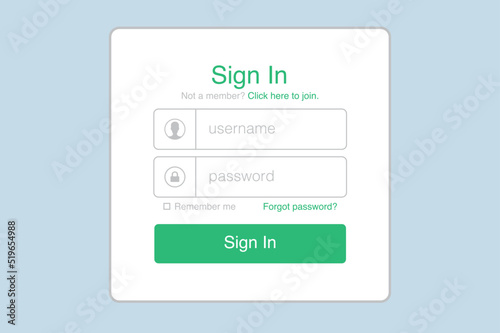 Registration form and login form page. Vector template. Website ui concept. Modern flat style. Mockup.