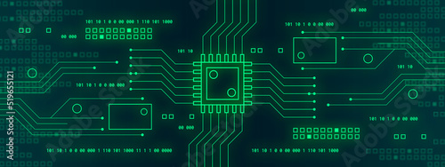 Fotografie Computing speed. Integrated circuit concept.