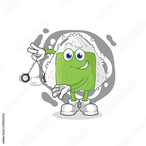 onigiri hypnotizing cartoon. cartoon mascot vector