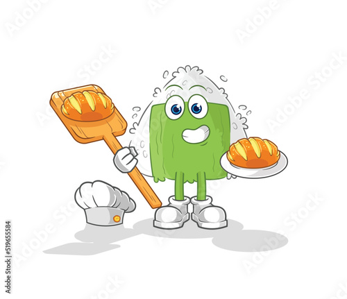 onigiri baker with bread. cartoon mascot vector