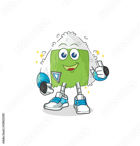 onigiri robot character. cartoon mascot vector