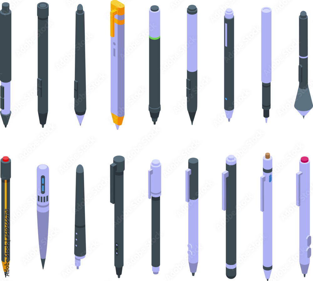 Fototapeta premium Digital pen icons set isometric vector. Graphic tool. Art design