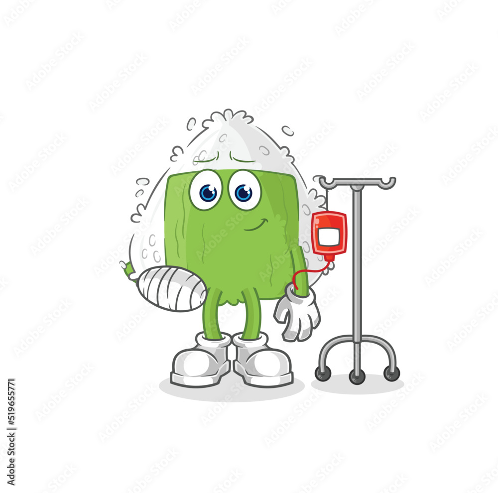Obraz premium onigiri sick in IV illustration. character vector