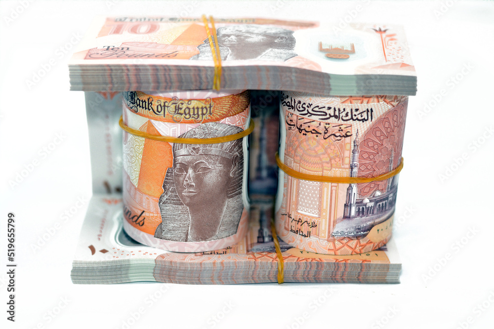 Egypt Money Rolls And Stacks Of New First Egyptian 10 LE EGP Ten Pounds egypt-money-rolls-and-stacks-of-new-first-egyptian-10-le-egp-ten-pounds