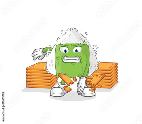 onigiri karate mascot. cartoon vector