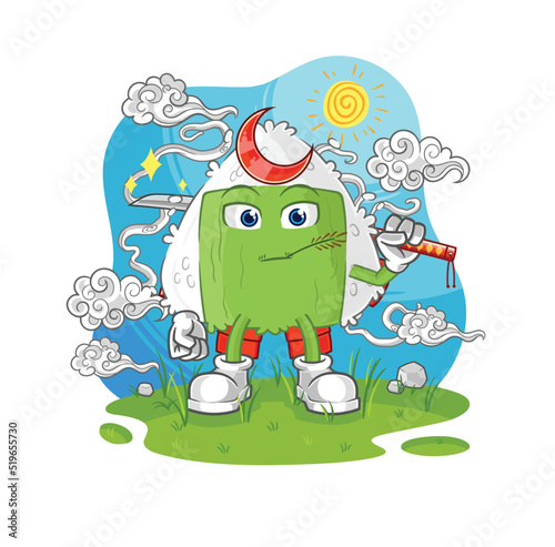 onigiri samurai cartoon. cartoon mascot vector