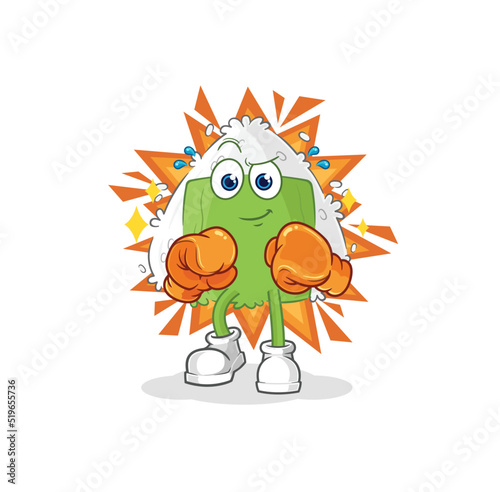 onigiri boxer character. cartoon mascot vector