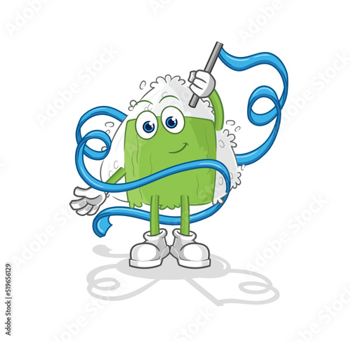 onigiri Rhythmic Gymnastics mascot. cartoon vector
