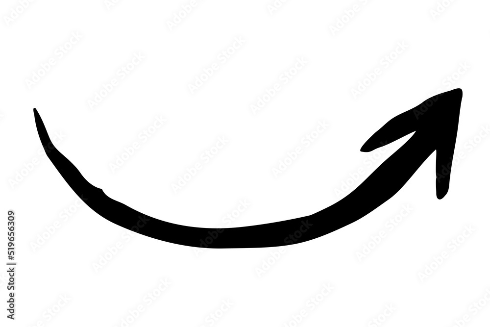 Hand painted arrow drawn with ink brush