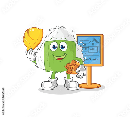 onigiri Architect illustration. character vector
