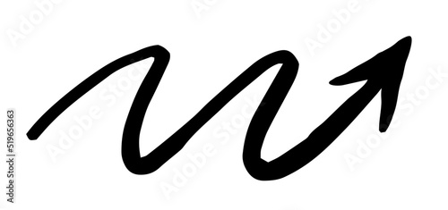 Hand painted arrow drawn with ink brush