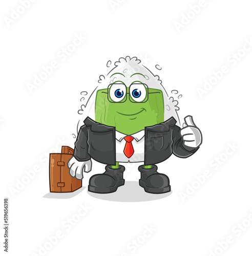onigiri office worker mascot. cartoon vector