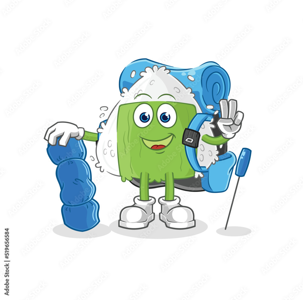 onigiri go camping mascot. cartoon vector onigiri go camping mascot. cartoon vector