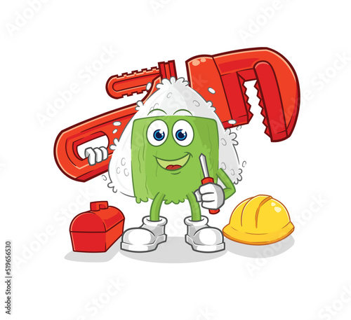 onigiri plumber cartoon. cartoon mascot vector