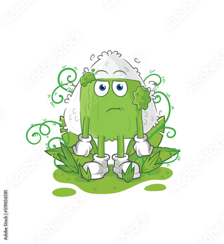 onigiri waiting too long mascot. cartoon vector