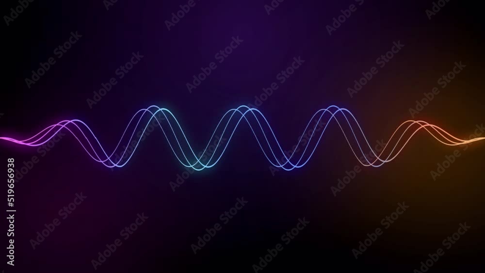 glowing neon lines. 4K Abstract looped blue and violet wavy motion background. animated live wallpaper. sound waves futuristic animation. equalizer, ultraviolet spectrum, impulse audio waveform. 
