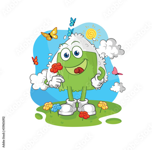 onigiri pick flowers in spring. character vector