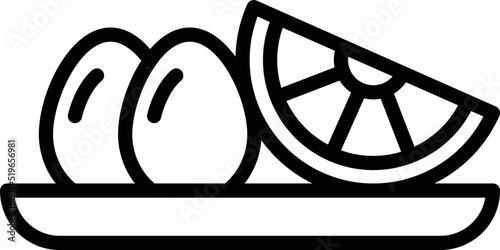 Lemon egg food icon outline vector. Meat dish. Meat cooked