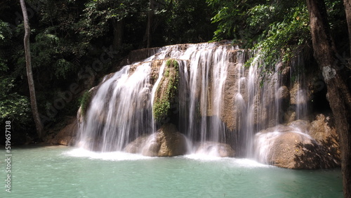 Fototapeta Naklejka Na Ścianę i Meble -  The Erawan Falls in Kanchanaburi Province in Thailand