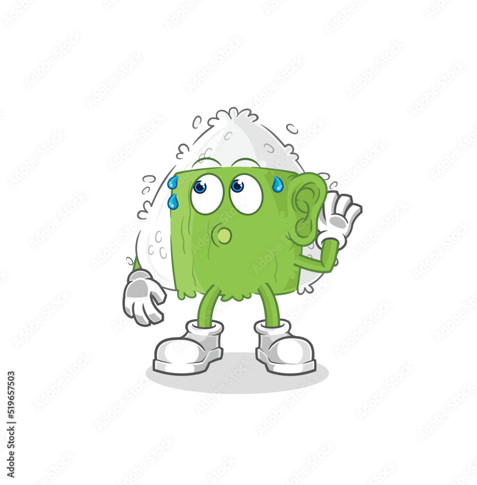 Obraz premium onigiri eavesdropping vector. cartoon character