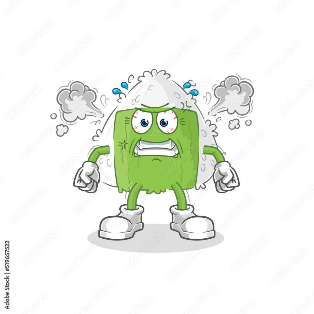 Obraz premium onigiri very angry mascot. cartoon vector
