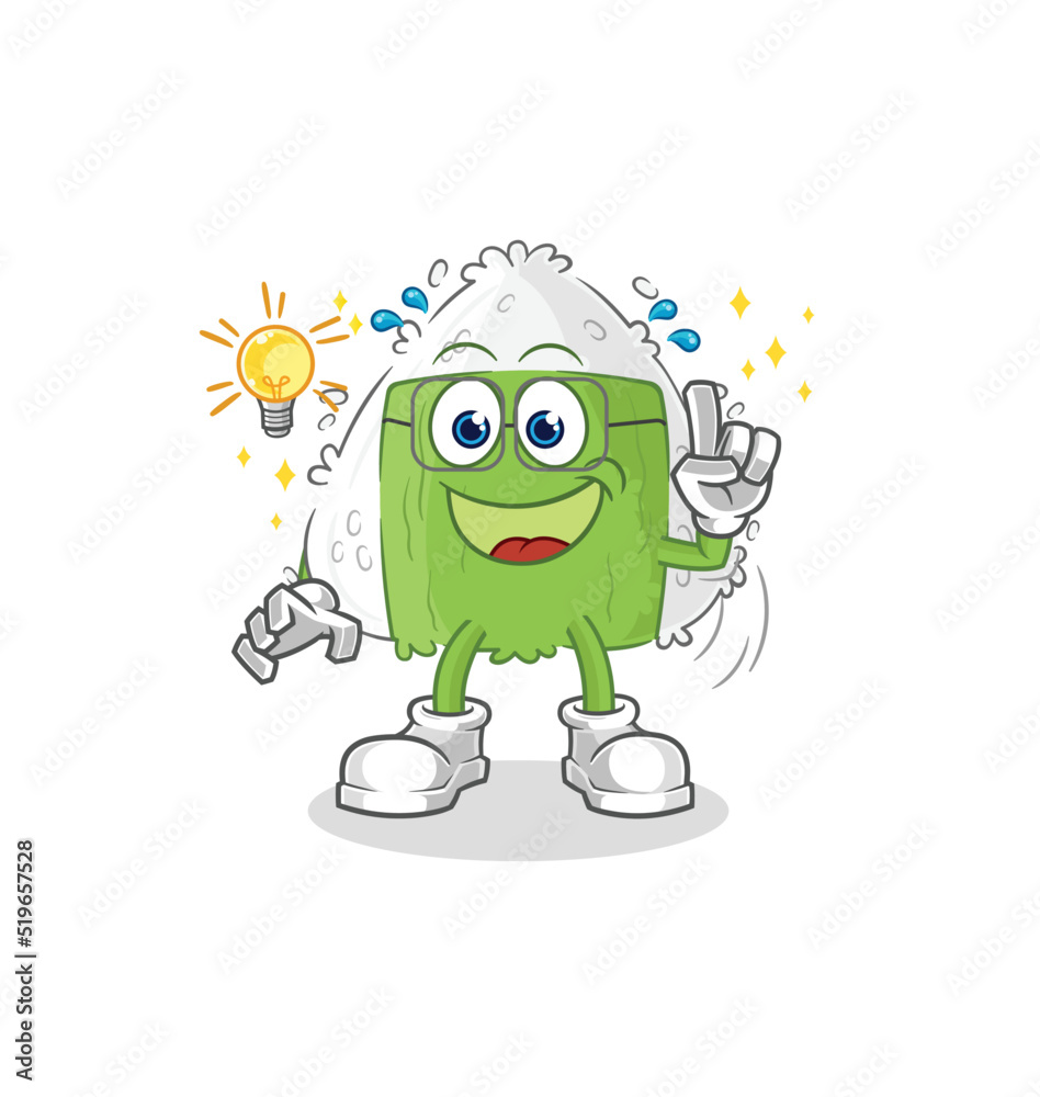 onigiri got an idea cartoon. mascot vector onigiri got an idea cartoon. mascot vector