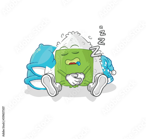 onigiri sleeping character. cartoon mascot vector